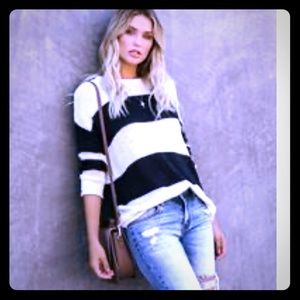 Navy and white sweater